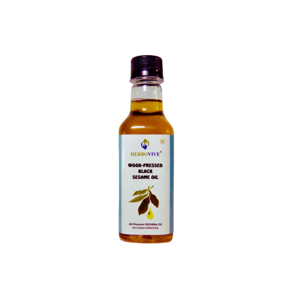 Herbovive Cold Pressed Black Sesame Oil in a 100ml bottle for versatile skin, hair, and holistic uses.